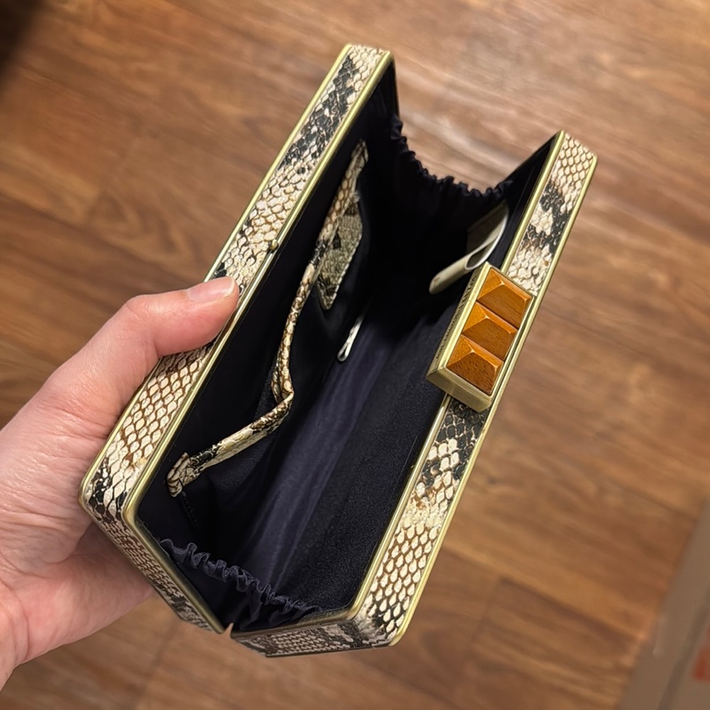 RACHEL Roy Black Clutch with Gold Trim - Picture 2 of 7